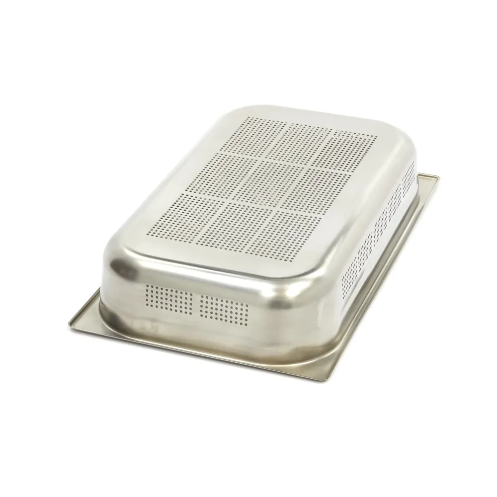 Gastronorm beholder - 3 stk - 1/1 GN - 10 cm dyb - Rustfrit metal - Perforeret