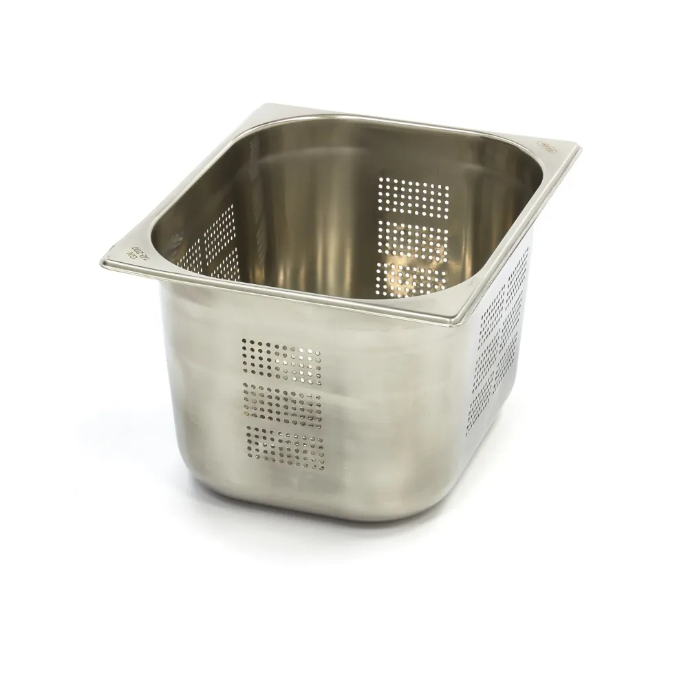 Gastronorm beholder - 3 stk - 1/2 GN - 20 cm dyb - Rustfrit metal - Perforeret