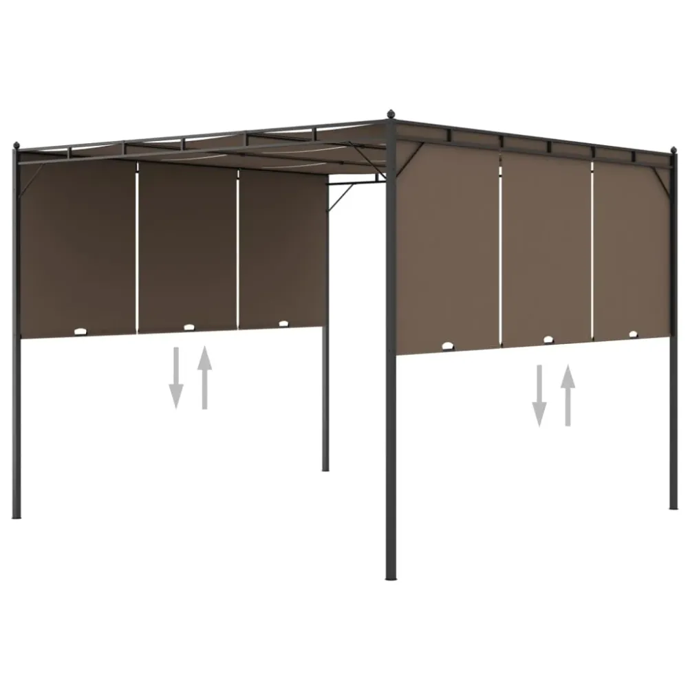 Havepavillon Med Gardin 3X3X2,25 M Gråbrun 3