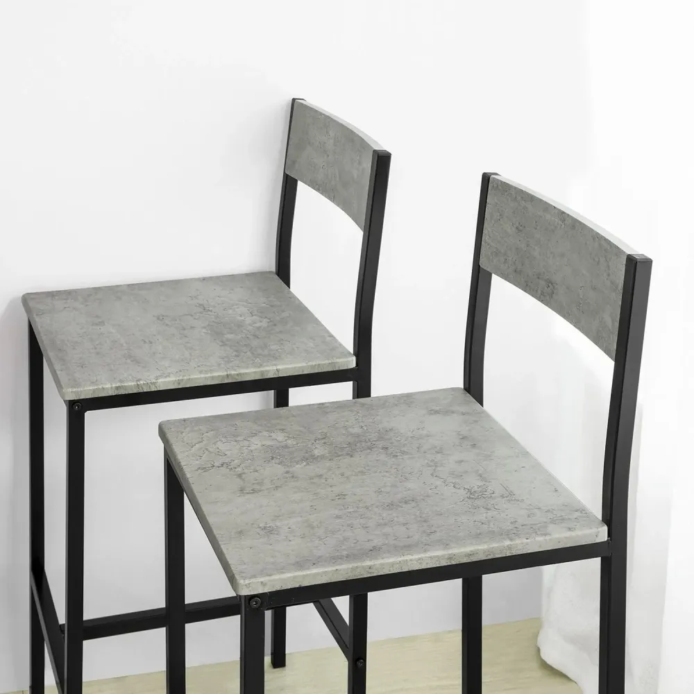 Højt køkkenbord med 4 stole, grå