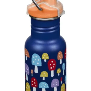 Klean Kanteen Kid's vandflaske i rustbestandig stål med Sippy Cap, Mushrooms, 355 ml