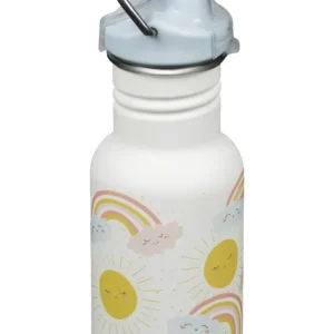 Klean Kanteen Kid's vandflaske i rustfri chromed med Sippy Cap, Rainbows, 355 ml