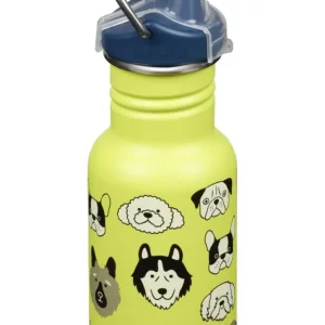 Klean Kanteen Kid's vandflaske i stain-proof stål med Sippy Cap, Dogs, 355 ml