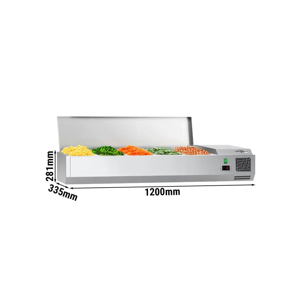Kølevitrine - Køleopsats ECO 1,2 m x 0,34 m - til 5x 1/4 GN-beholder
