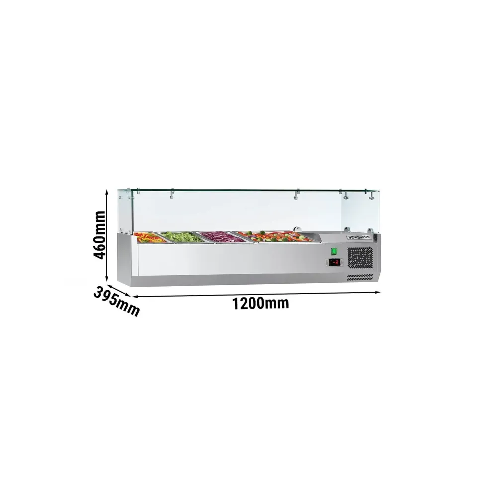 Kølevitrine - Køleopsats ECO 1,2 m x 0,4 m - til 4x 1/3 GN-beholder