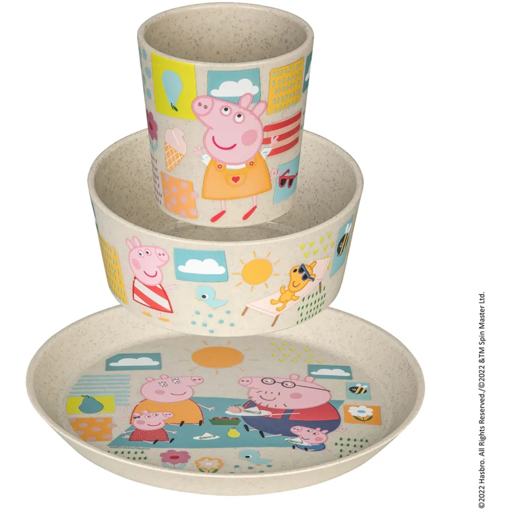 Koziol Organic Sand Beskeden Tallerken + Skål + Kop Connect Peppa Pig