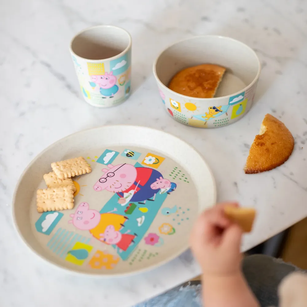 Koziol Organic Sand Beskeden Tallerken + Skål + Kop Connect Peppa Pig