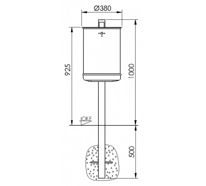 Kurv incl. Inderspand m/rum, 50 Liter - Galvaniseret Graa