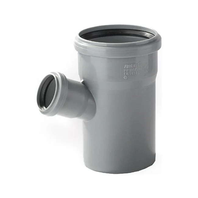 PP Pipelife 88° grå indvendig kloakgrenrør 110 / 75 mm