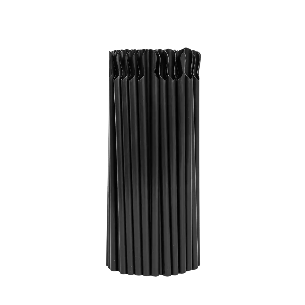 Slush Ice Sugerør med ske 8x210 mm. - Ebony (100 stk.)