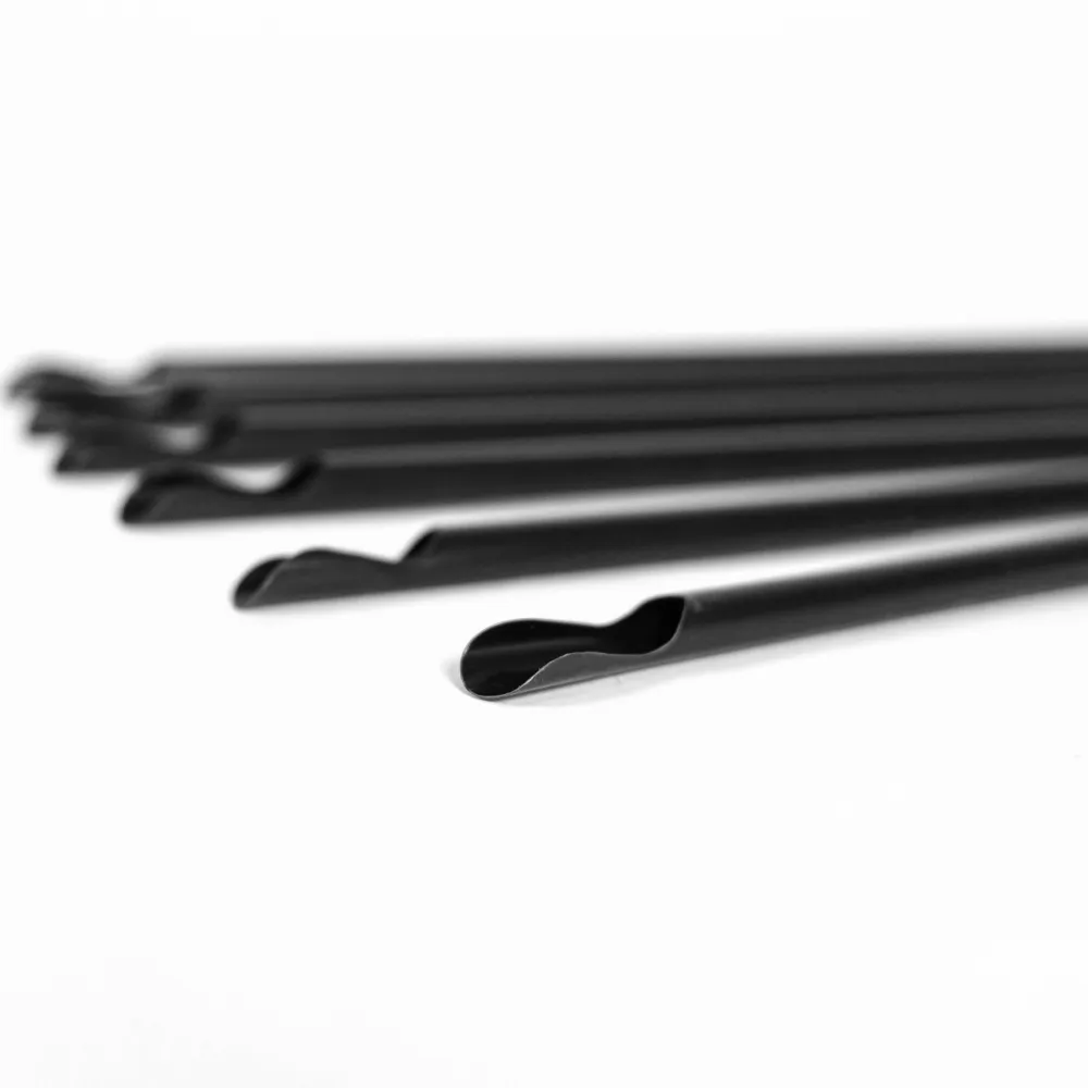 Slush Ice Sugerør med ske 8x210 mm. - Ebony (100 stk.)