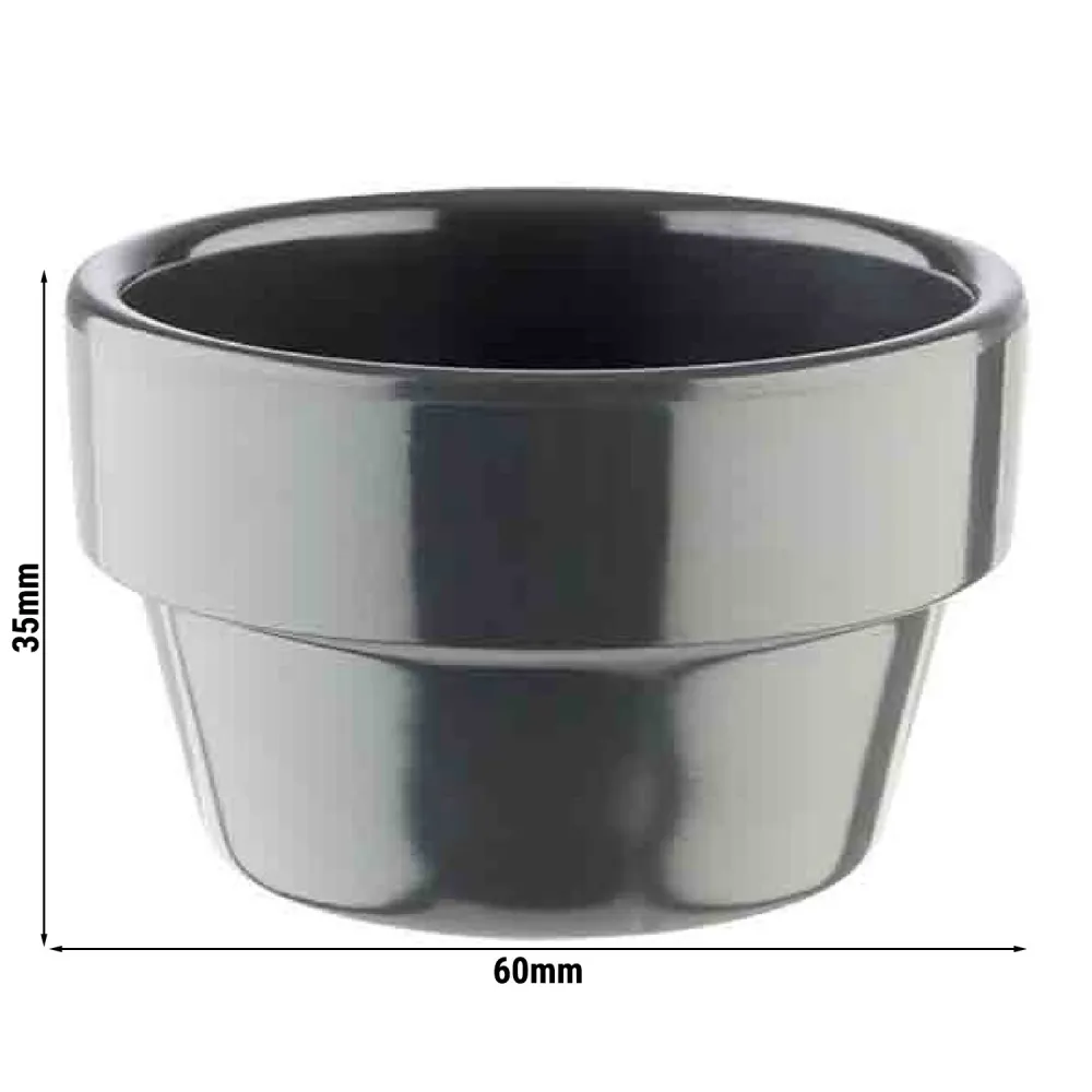 (60 stk.) Dypeskåle - FLOWER POT - Melamin - 40 ml - Ø 60mm - Grå