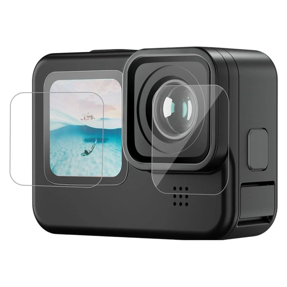 TELESIN Hærdet Beskyttelsesglas til GoPro Hero 9 / 10 / 11 / 12 - Skærm & Kameralinse - Sheer