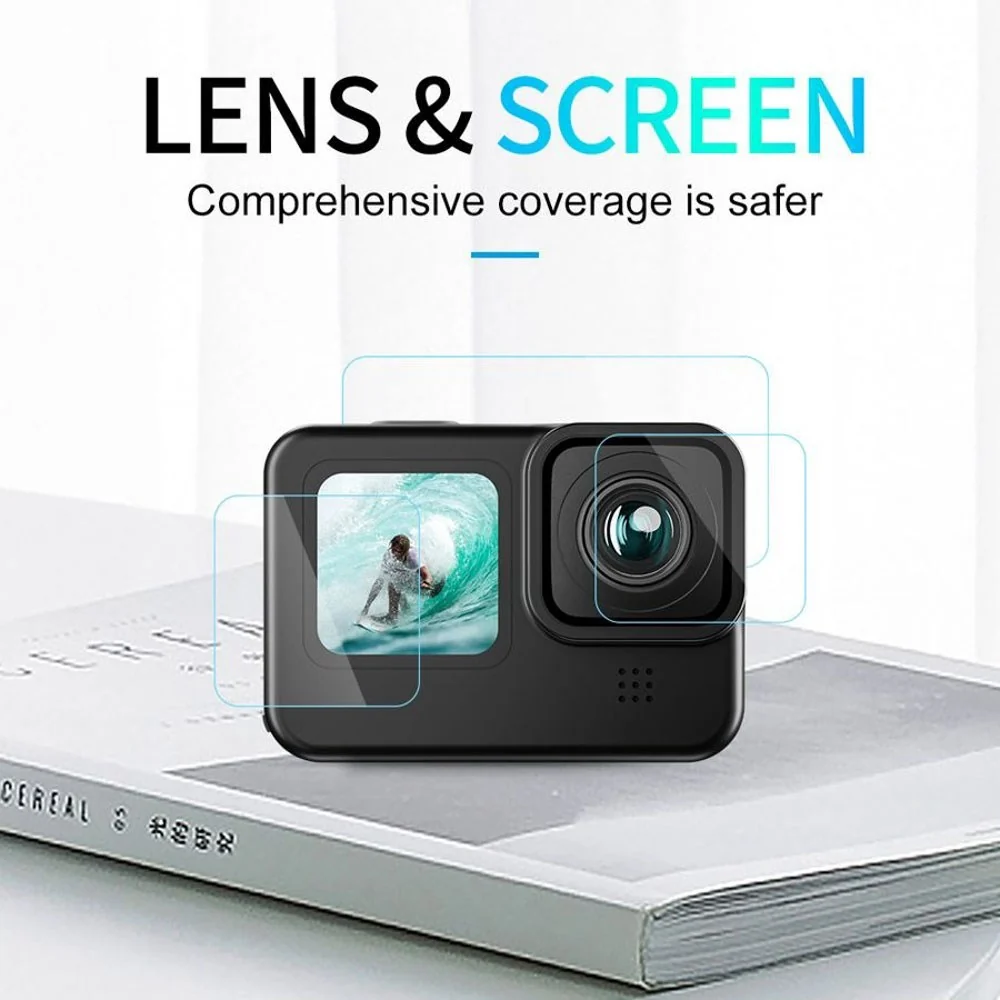 TELESIN Hærdet Beskyttelsesglas til GoPro Hero 9 / 10 / 11 / 12 - Skærm & Kameralinse - Sheer