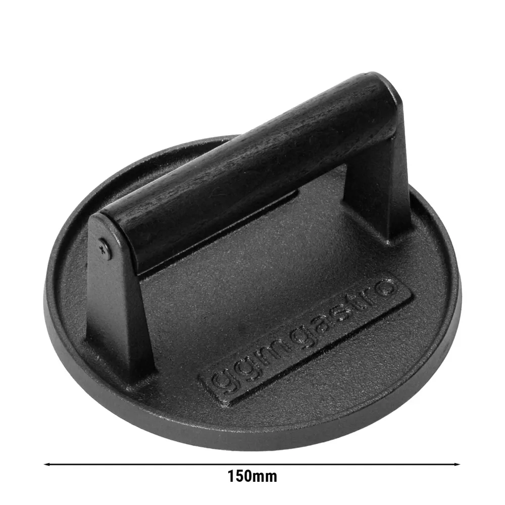 Burgerpresse - støbejern - Ø 150mm - glat