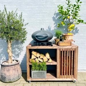 Premium Grillbord med Gasflaskeskjuler | Brunbejdset 52
