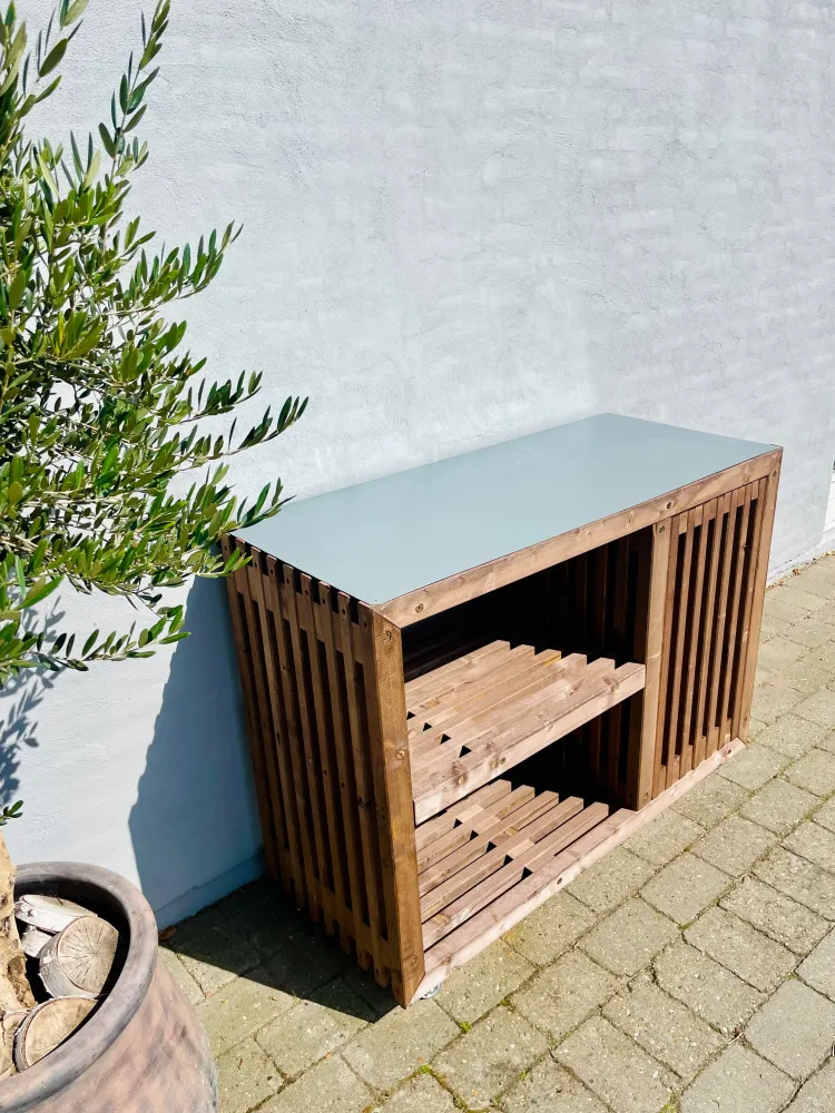 Premium Grillbord med Gasflaskeskjuler | Brunbejdset 52