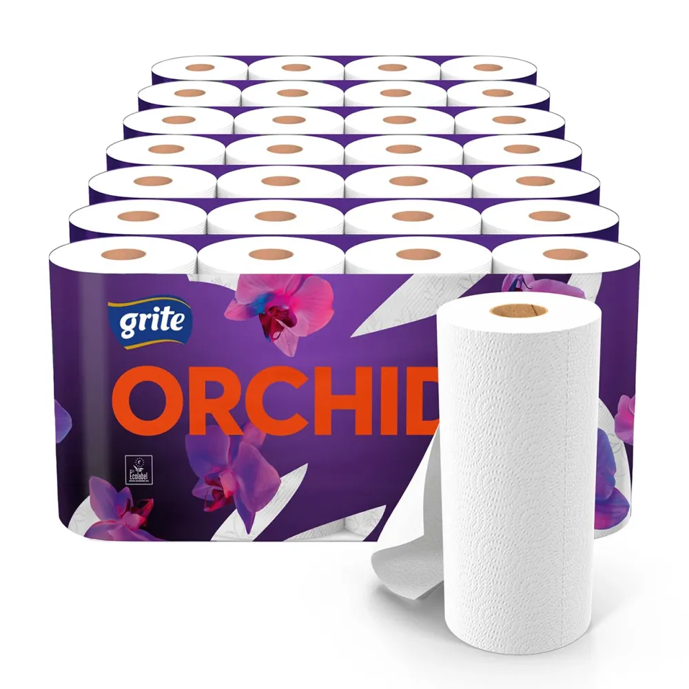 28 ruller | 3-lags Køkkenrulle | Grite Orchidea - 100% nyfiber
