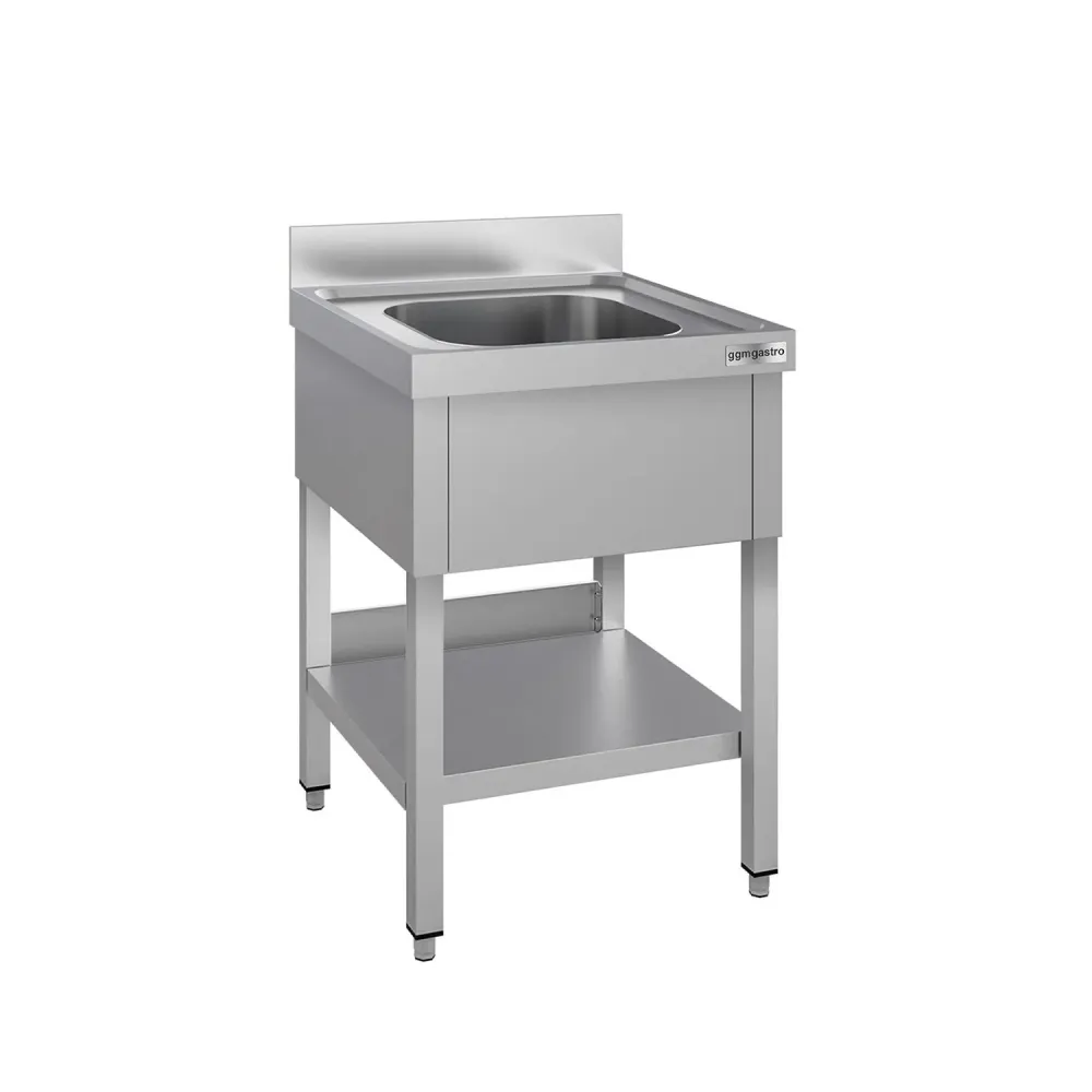 Stålbord med vask til gryder ECO - 0,6m - 1 vask - L 40 x B 40 x D 25 cm