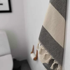 Hamam badehåndklæde – Diamond sort – 90×180