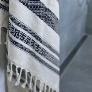Hamam håndklæde – Black / Off White – 90×180