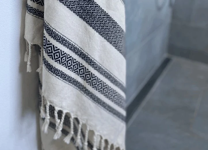 Hamam håndklæde – Black / Off White – 90×180