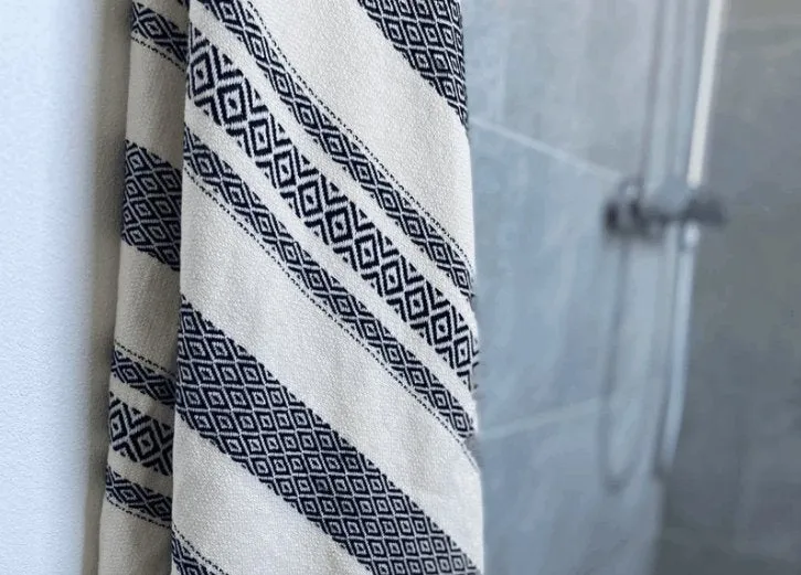 Hamam håndklæde – Black / Off White – 90×180