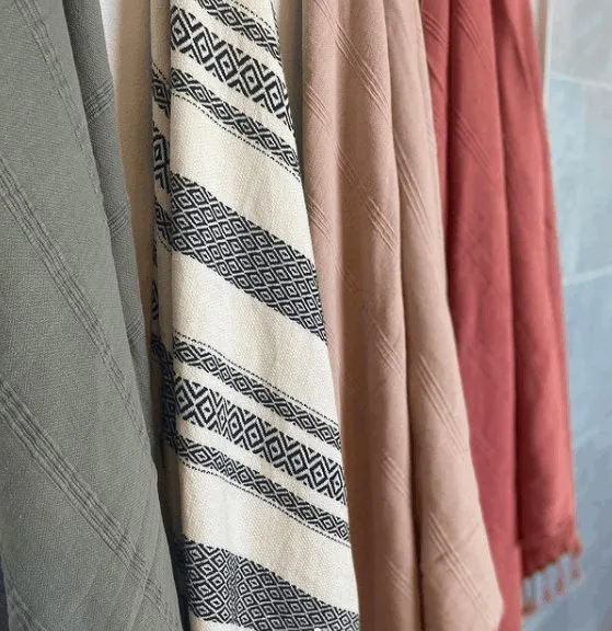 Hamam håndklæde – Black / Off White – 90×180