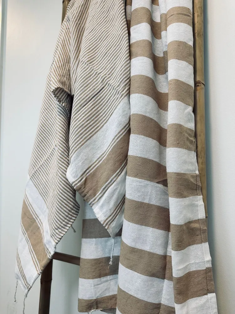 Hammam håndklæde – Beige strib