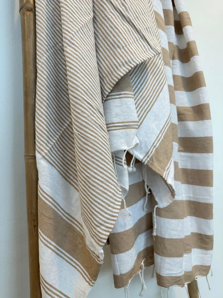 Hammam håndklæde – Beige strib