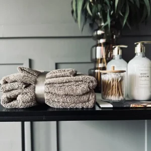 Håndklæde sæt af 3 størrelser Taupe - Øko-tex