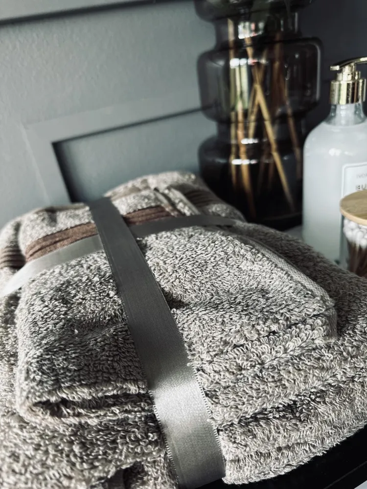 Håndklæde sæt af 3 størrelser Taupe - Øko-tex