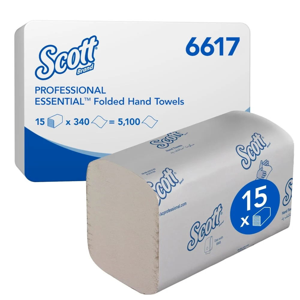 Kimberly Clark Essential™ Interfold Håndklædeark 6617 – 21.20x20 cm, 1-lags, V-fold (5.100 ark)