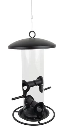 Foderautomat, frø, sort metal, small
