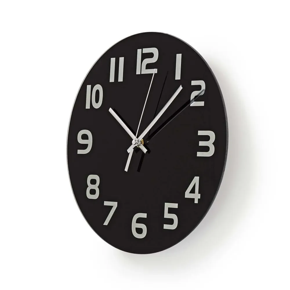 Nedis CLWA006GL30BK Vægur 30 cm Glas - Sort