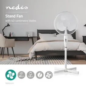 Nedis FNST10CWT40 Gulv ventilator Diameter: 40 cm, 3-Hastighed, Svingning, 45 W, Justérbar højde