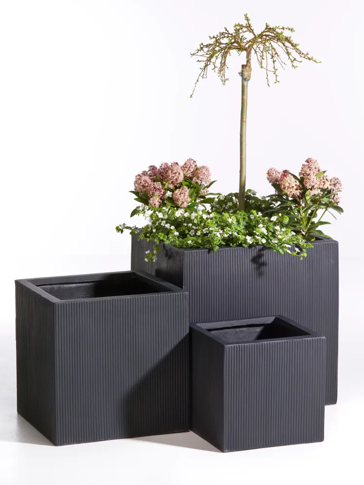PORTABLE Kube Krukke 50x50x50 cm – Stilren Matsort Kube til Store Planter | DECOPLANT