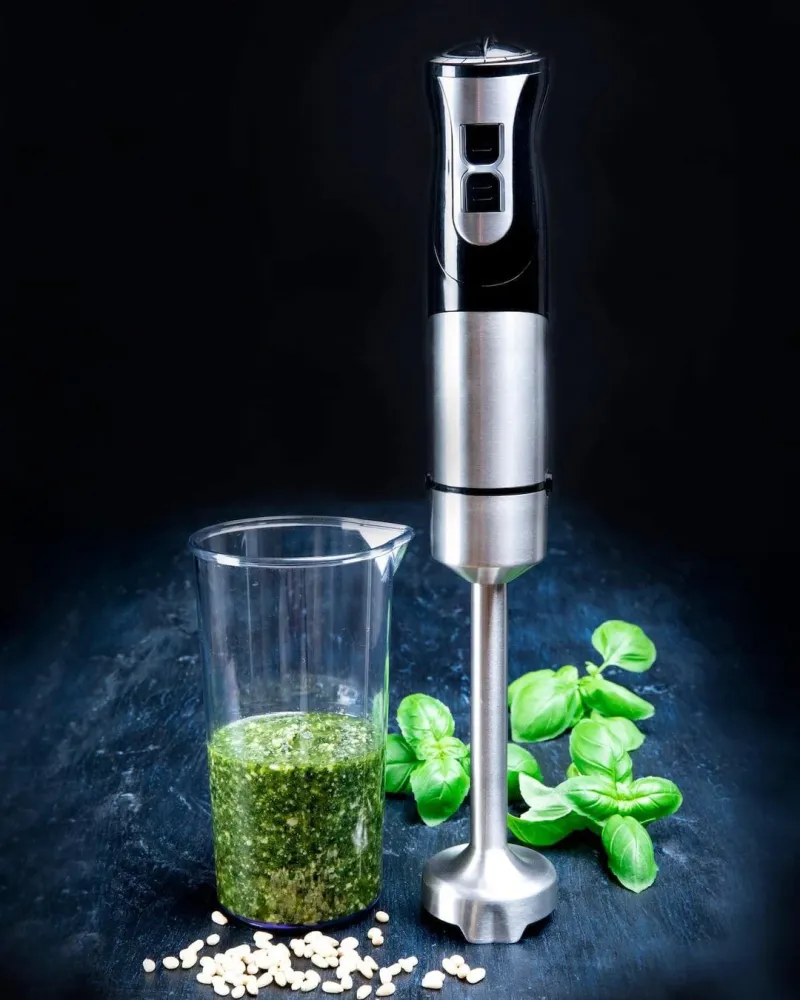 Gastronoma Stavblender m/hakker/pisk/bæger, sort/stainless steel, 1000W