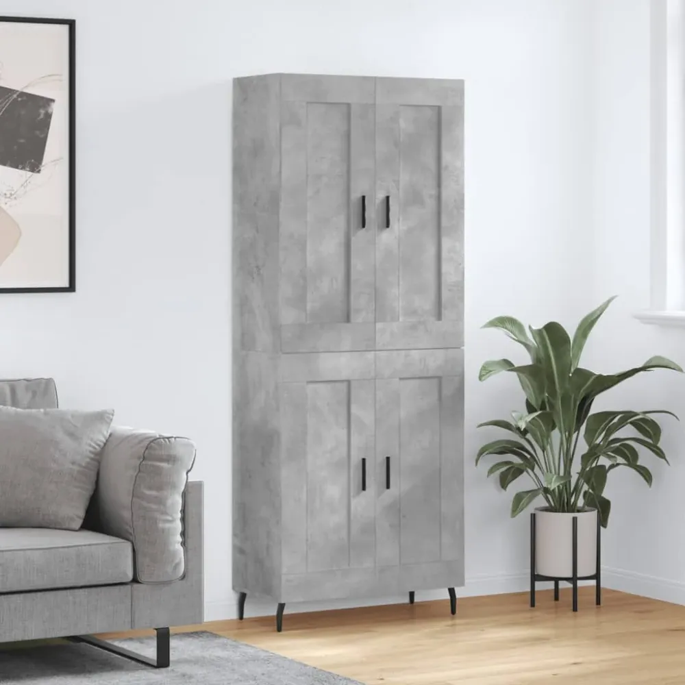 højskab 69,5x34x180 cm manufactured træ betongrå