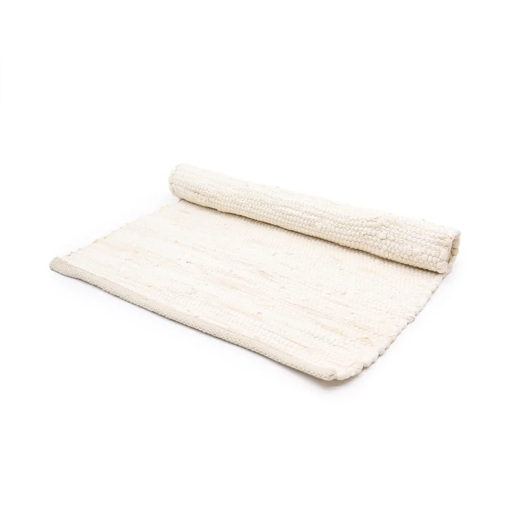 Bomuldsområde Tæppe Håndvævet Creme Minimalistisk