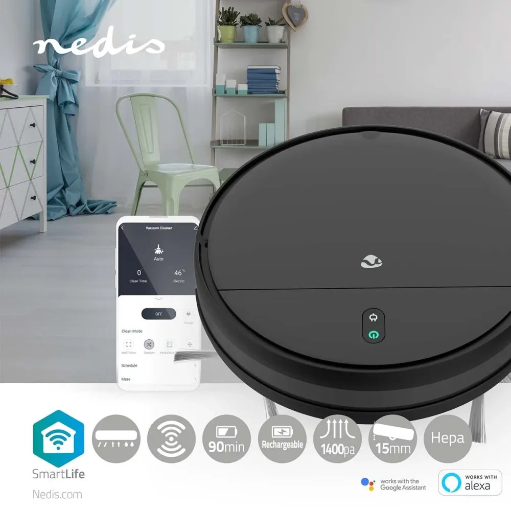 Nedis WIFIVCR001CBK Robotstøvsuger