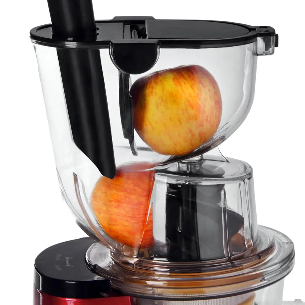 Slowjuicer inkl. 2 beholdere 81 mm åbning 2 niveauer omvendt funktion 500 W elektrisk vitaminvenlig frugt og grøntsag køkk...
