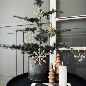 Juleophæng Snefnug mix guld 15cm