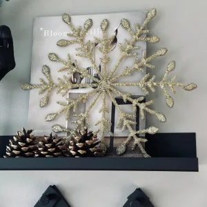 Juleophæng Snefnug mix guld 35cm