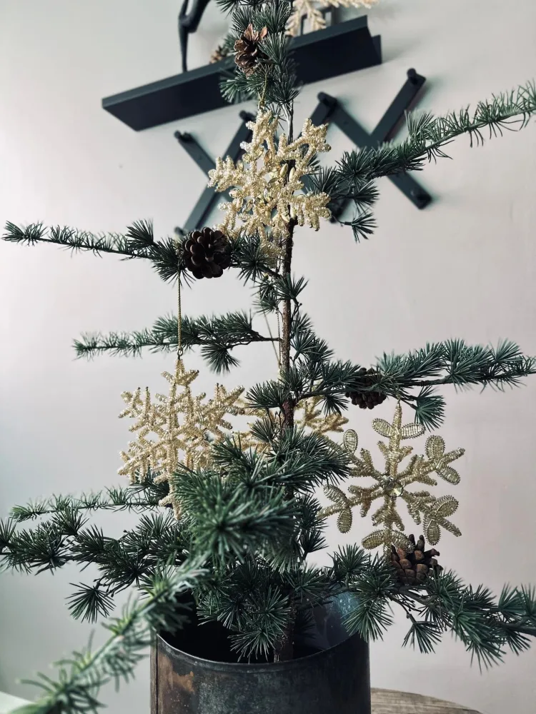 Juleophæng Snefnug mix guld