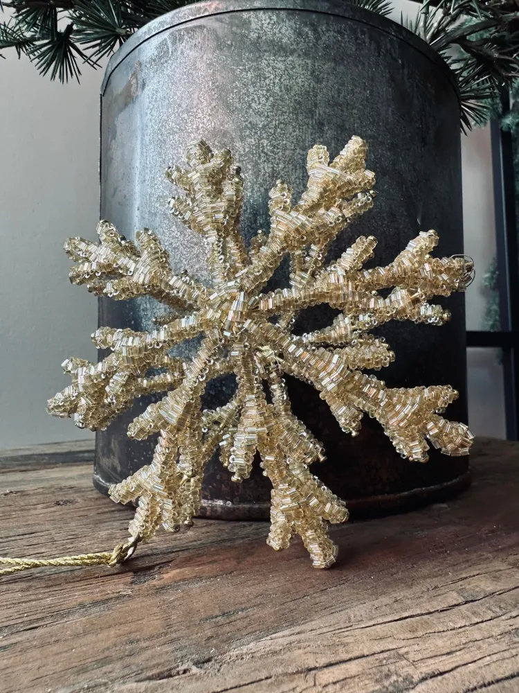 Juleophæng Snefnug mix guld