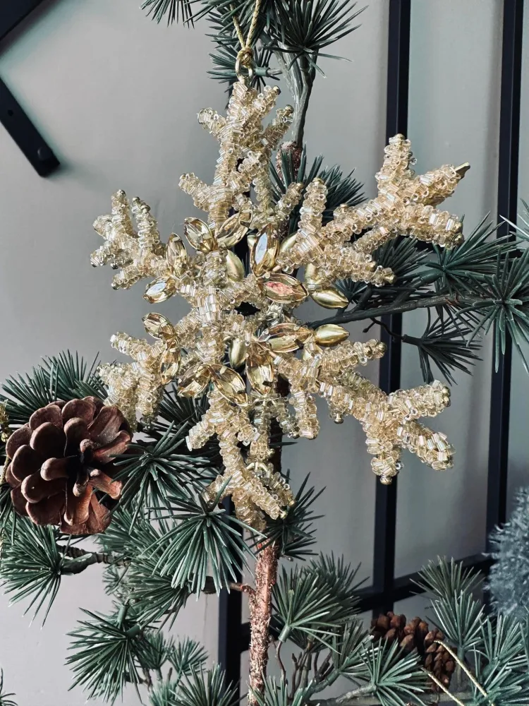 Juleophæng Snefnug mix guld