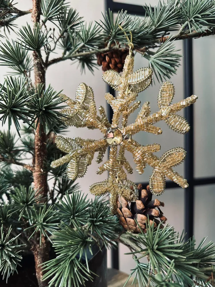 Juleophæng Snefnug mix guld