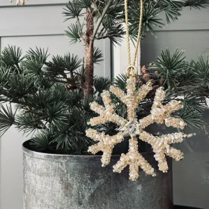 Juleophæng Snefnug mix guld 8cm