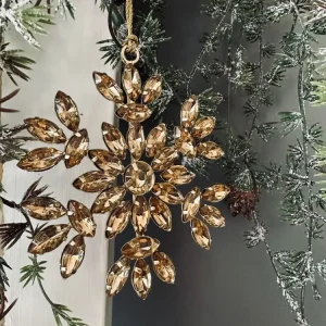 Juleophæng Snefnug mix guld m. sten 10cm